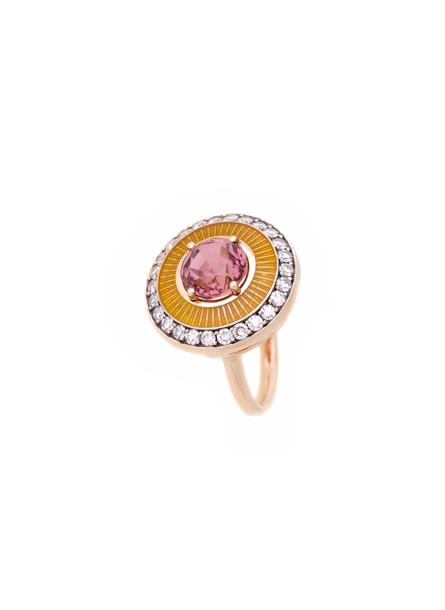 Mina Pink Tourmaline Ring, Yellow