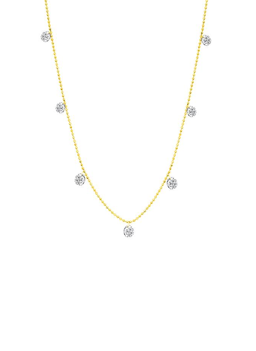 Floating Dianonds Necklace, Small, Yellow Gold