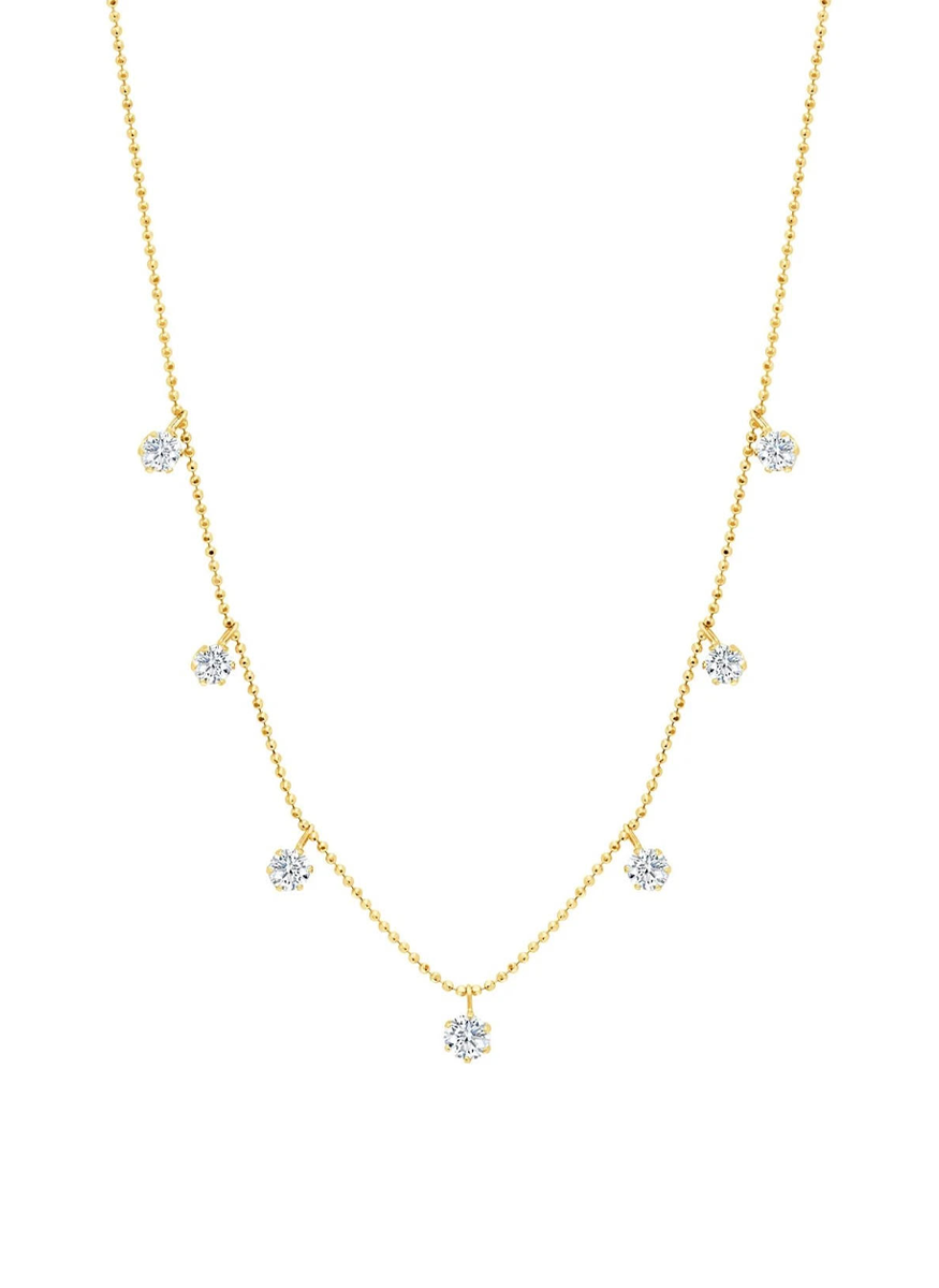 Floating Diamonds Necklace, Medium, Yellow Gold
