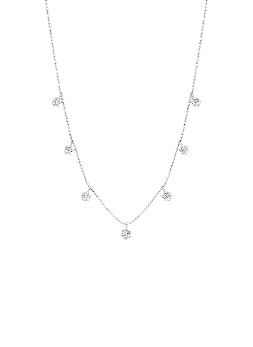 Floating Diamonds Necklace, Medium, White Gold