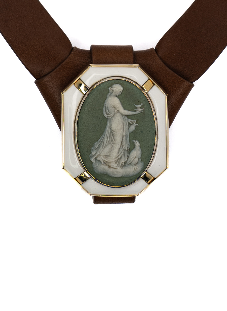 Lady with Birds Cameo Necklace