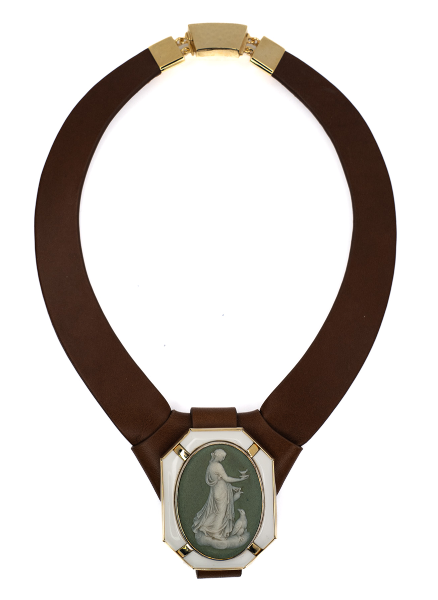 Lady with Birds Cameo Necklace