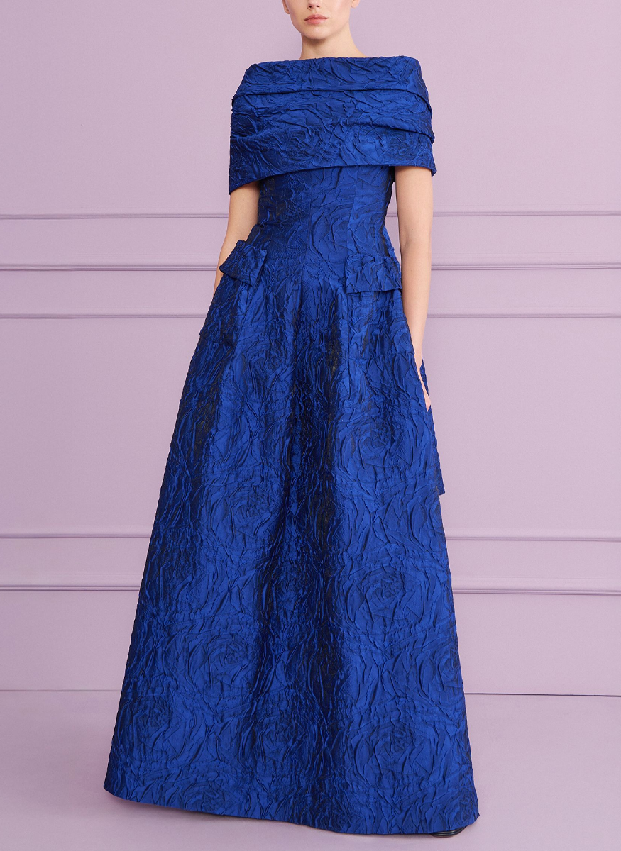 Ball Gown and Stole in Poiret Rose Jacquard