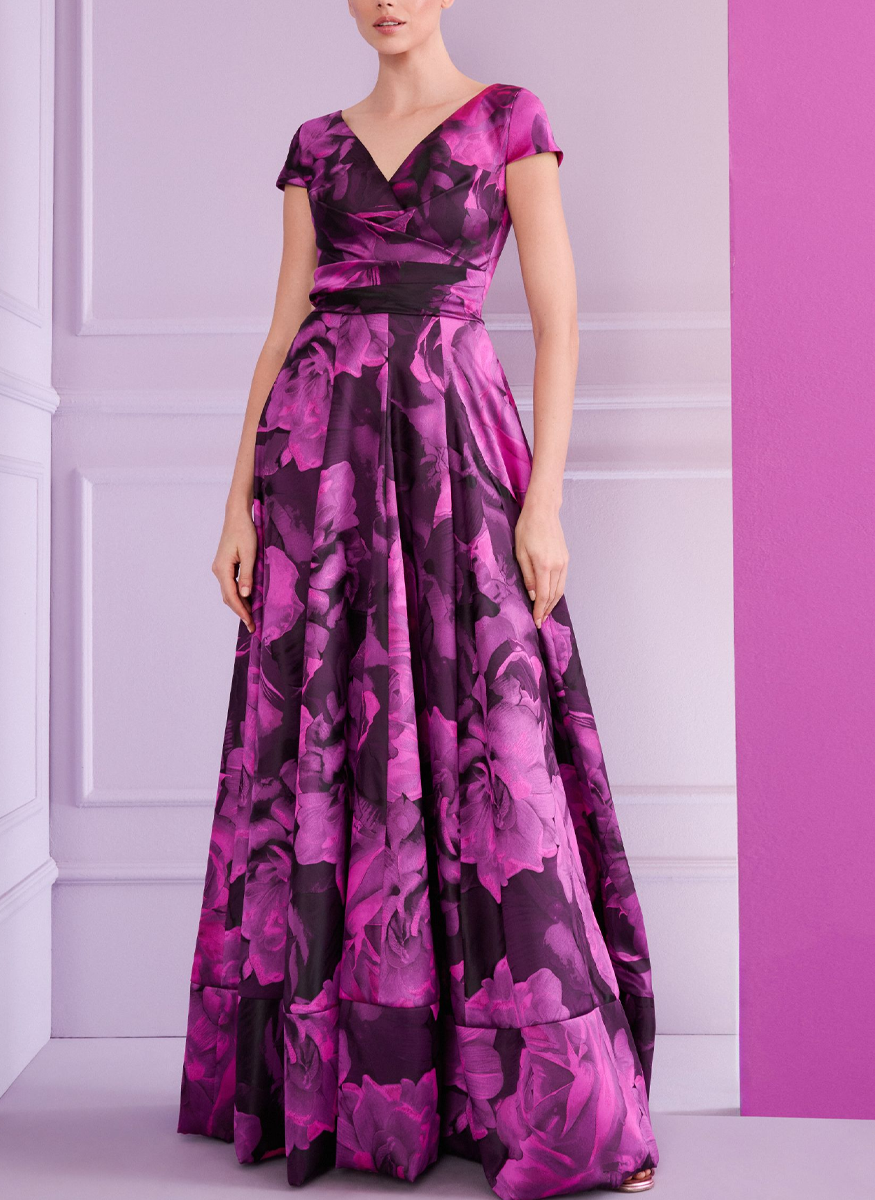 Rose Jacquard Vneck Gown