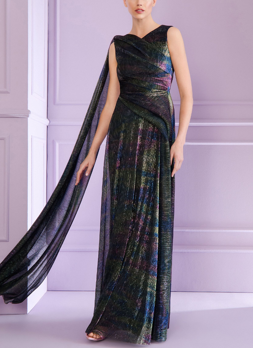 Mystery Metallic Voile Sleeveless Gown