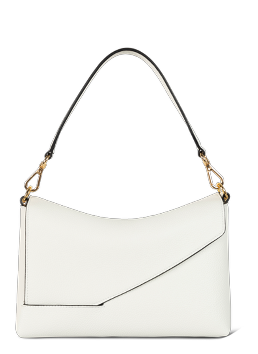 Oscar Shoulder Baguette in White Crust Leather