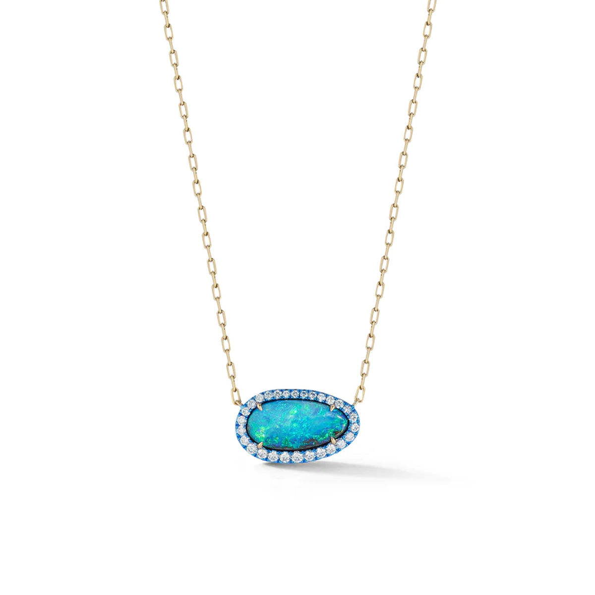 Oval Opal & Diamond Necklace
