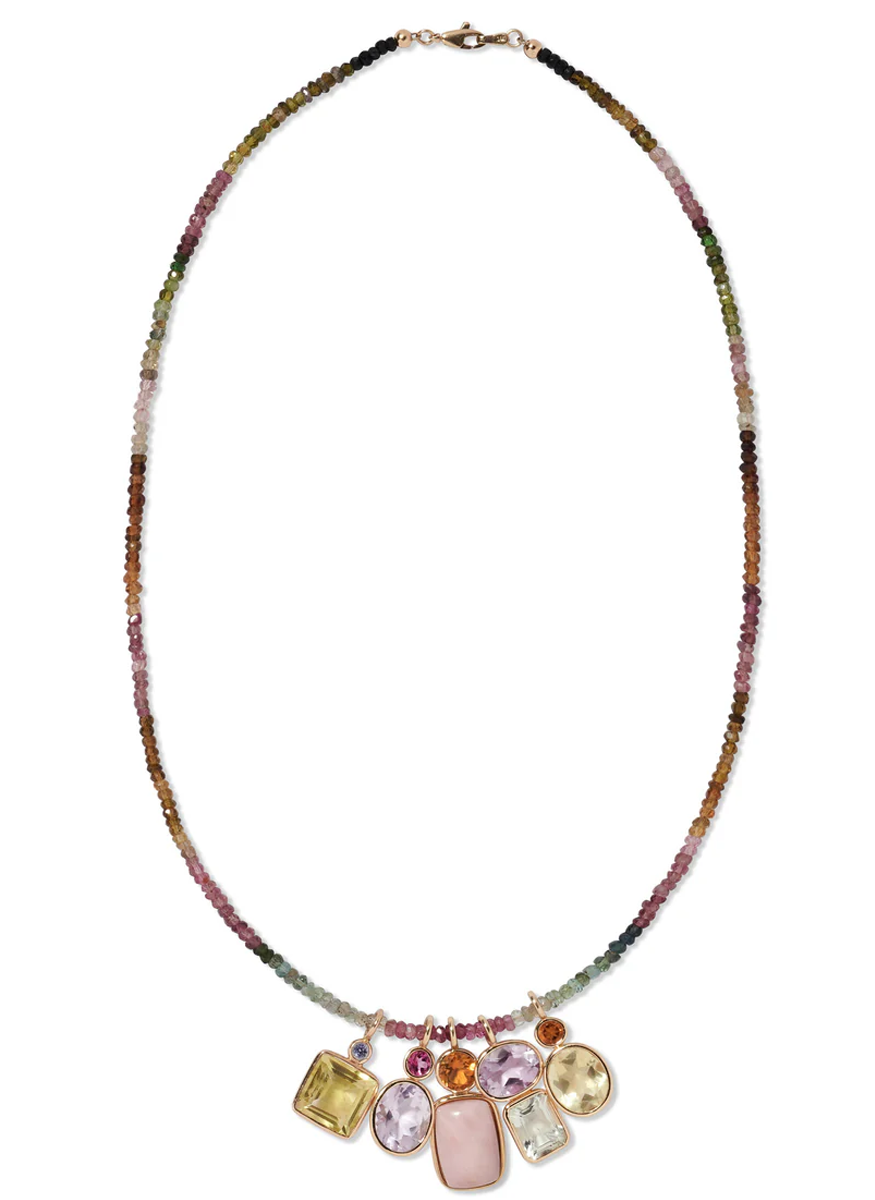 Pink Amethyst Necklace Charm, 14K Gold