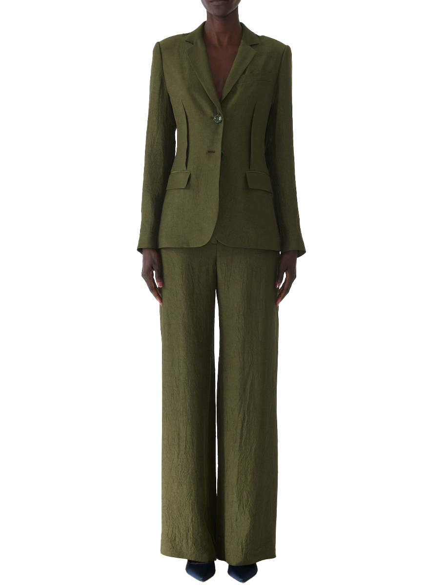Crinkled Satin Single-Breasted Jacket
