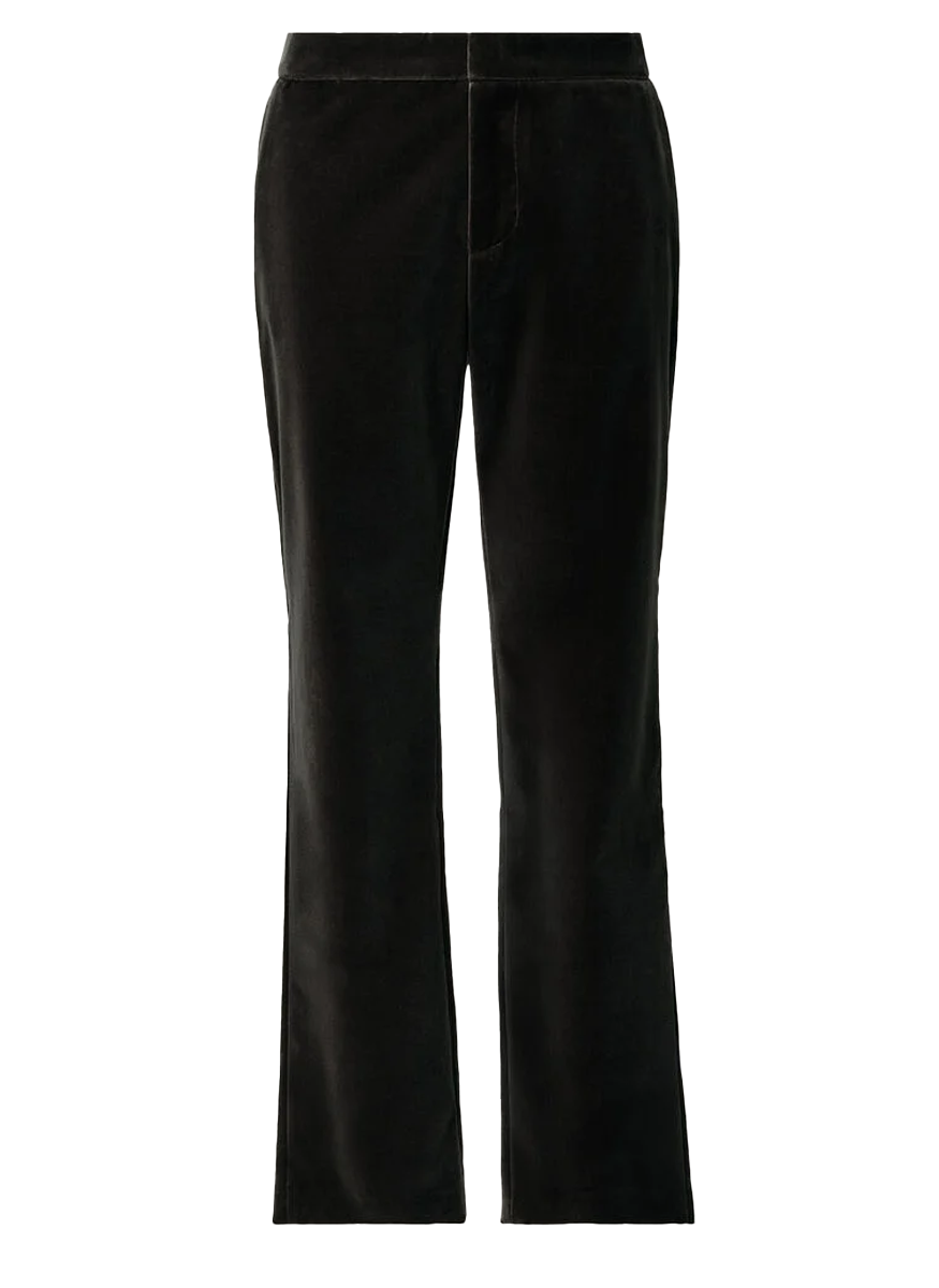 Velvet Straight Leg Trousers in Black