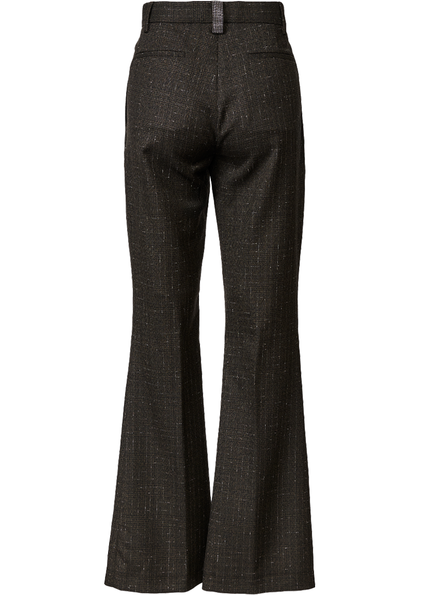 Slubbed Prince of Wales Bootcut Pants