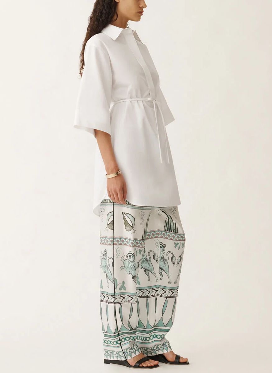 Printed Twill Pajama Pants