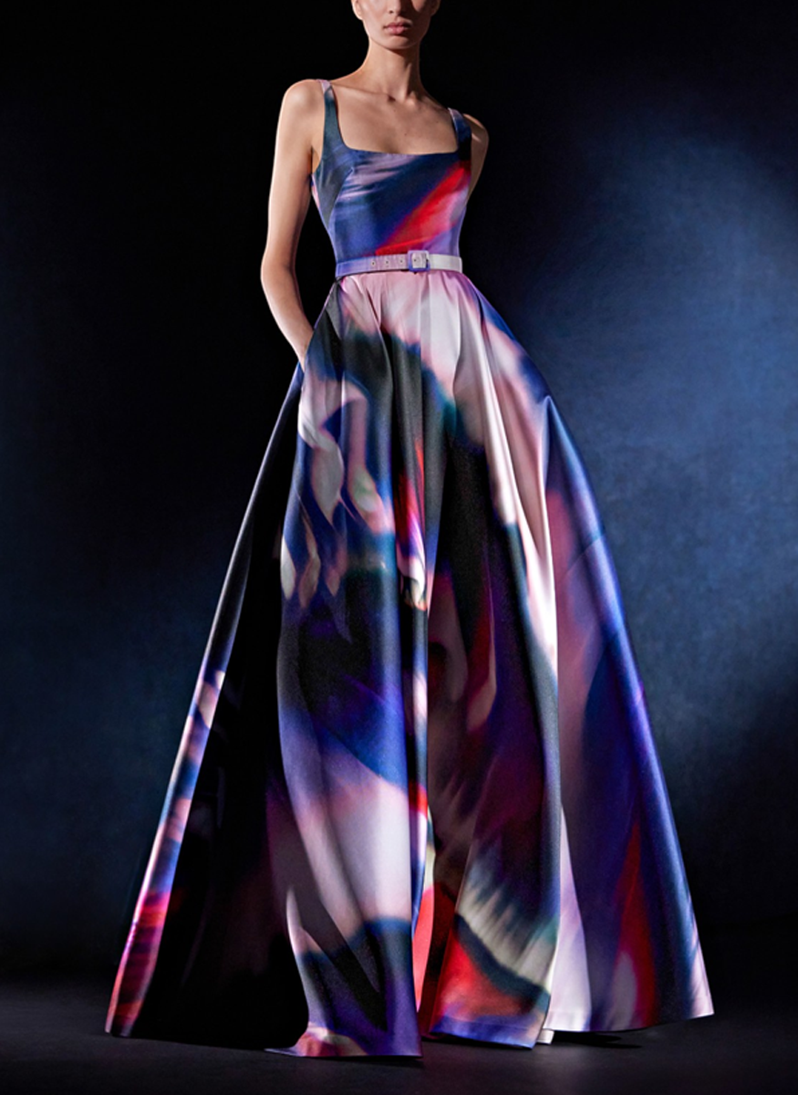 Aurora Printed Mikado Gown