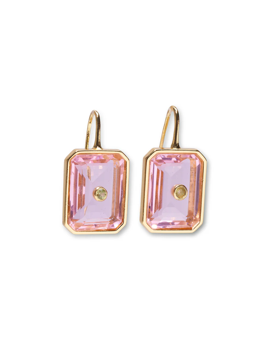 Tile Earrings, Pale Pink