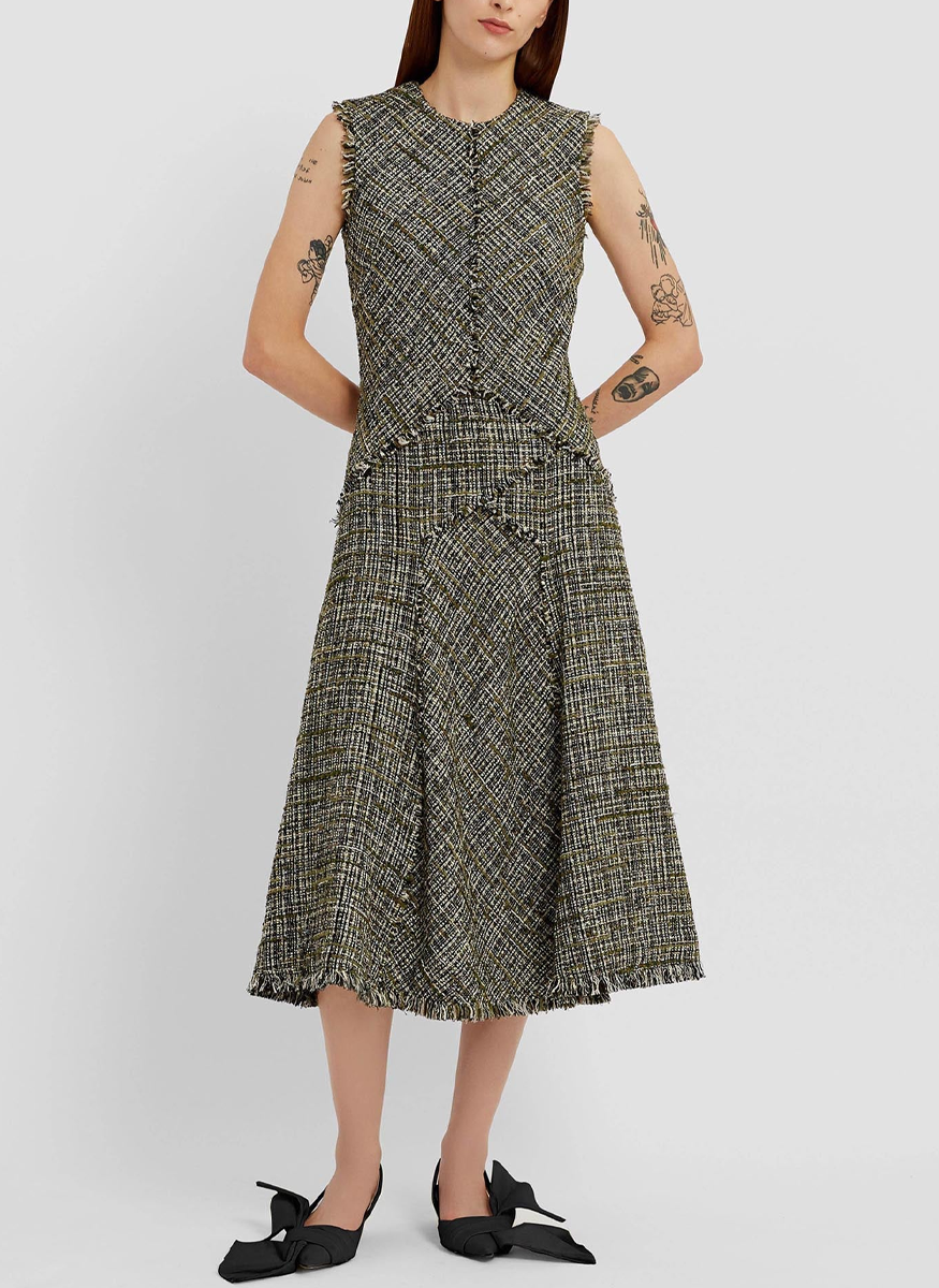 Tweed Sleeveless Midi Dress
