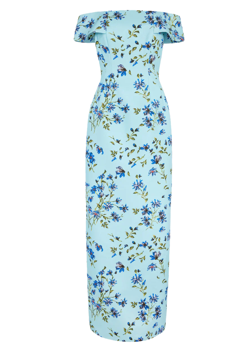 Antep Dress in Blue Magnolia Taffetta Faille – Elizabeth Anthony