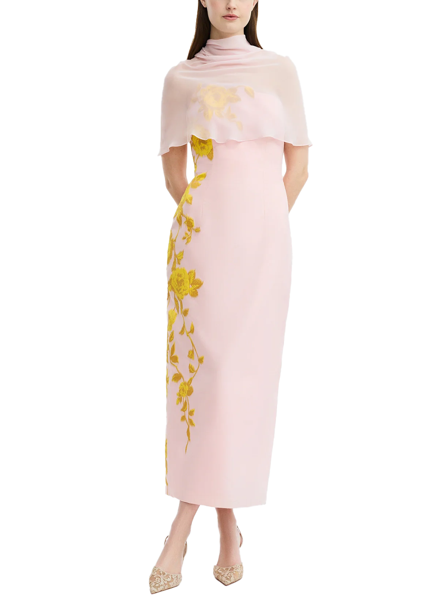Rose Fil Coupe Strapless Cocktail Dress