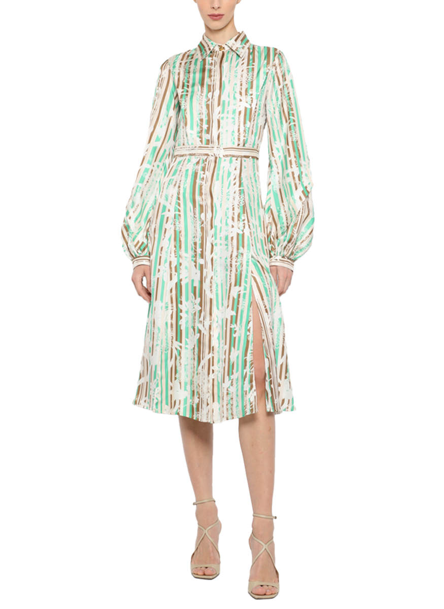 silk shirt dress midi Pure Silk Midi Dresses Long Sleeve Button Down Silk Shirt Dress Black / XS