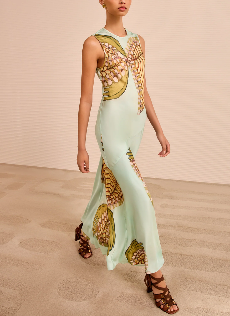 Gaea Midi Dress in Water Blossoms