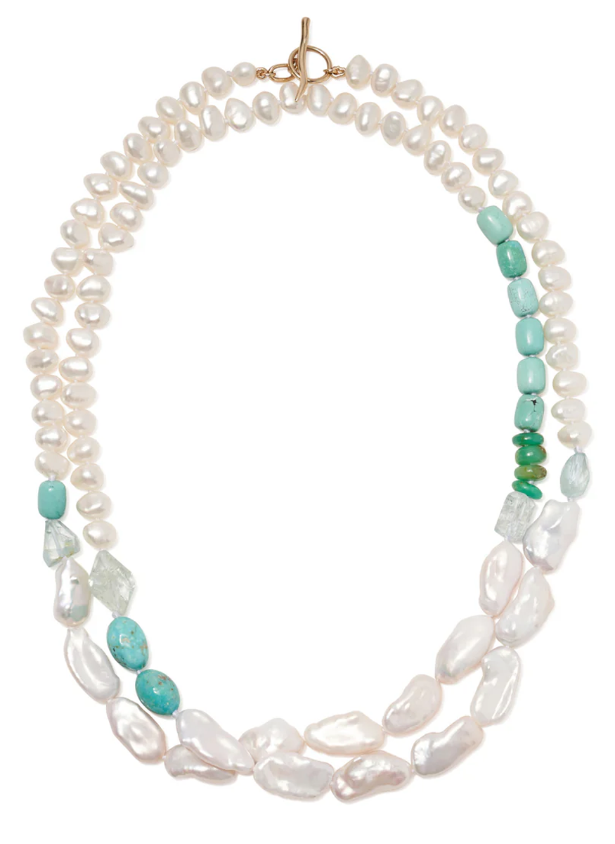 Cabana Necklace, Turquoise and Pearl