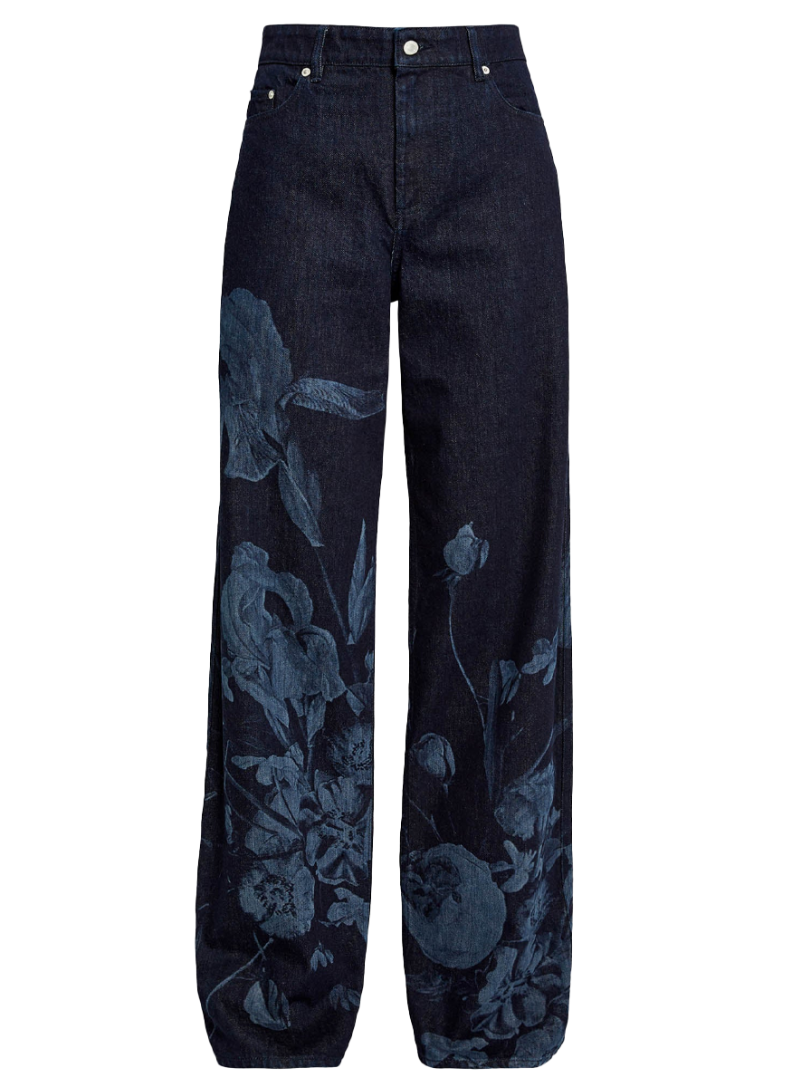 Printed Denim Straight Trouser
