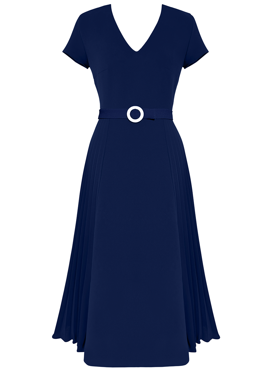 Quarto Pleated Dress US4 / NAVY