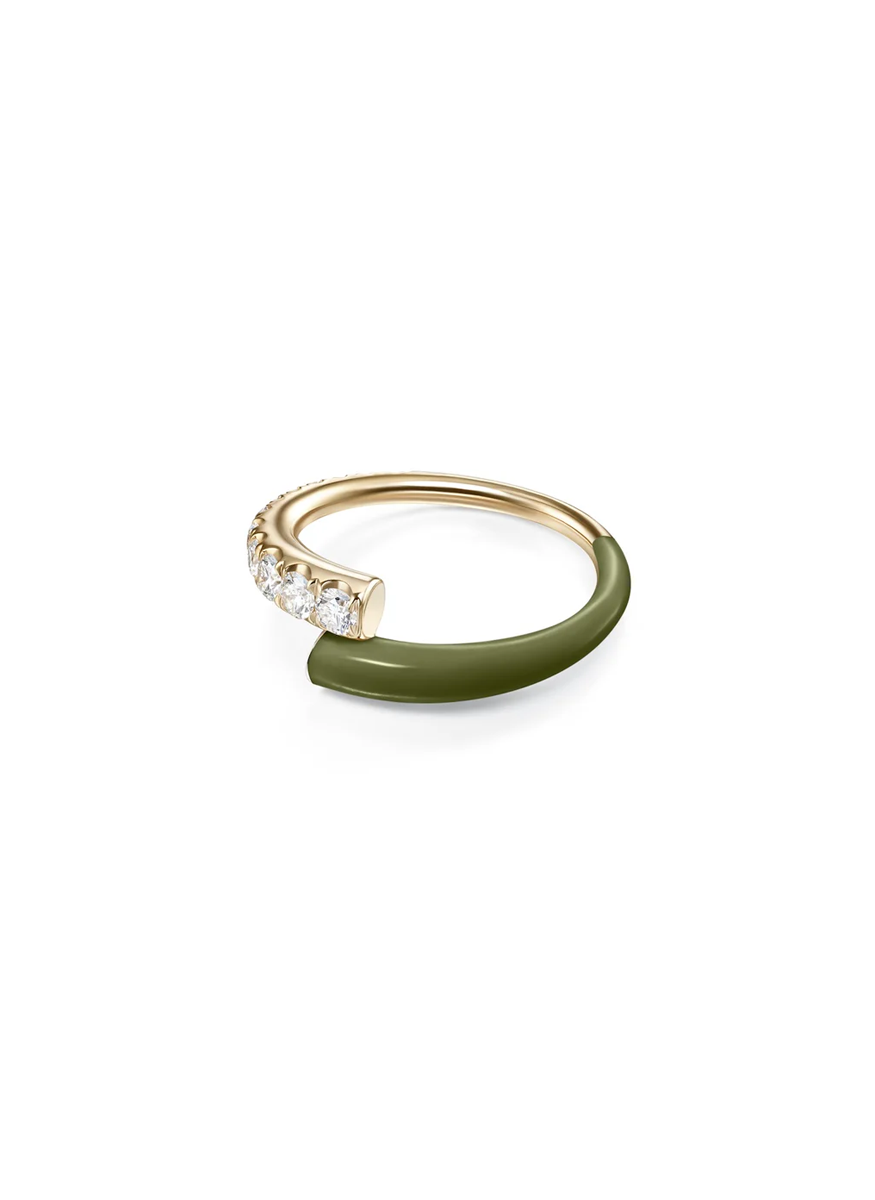 Lola Ring in Army Green Enamel