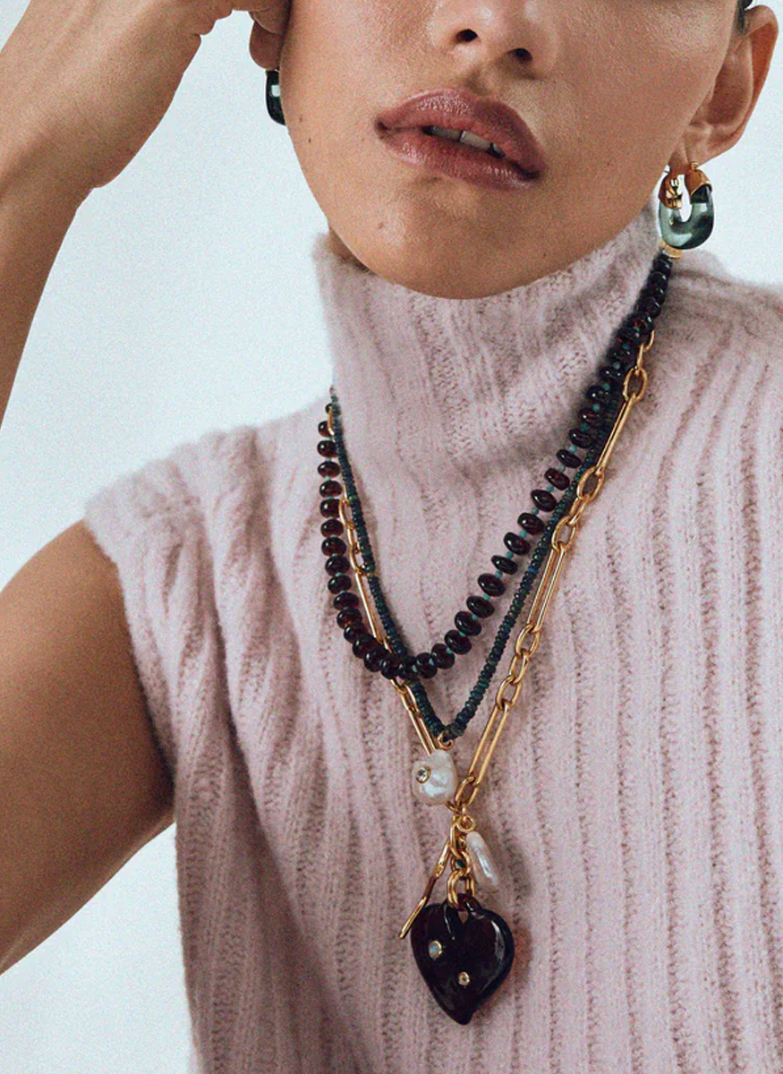 Castillo Necklace, Black Opal