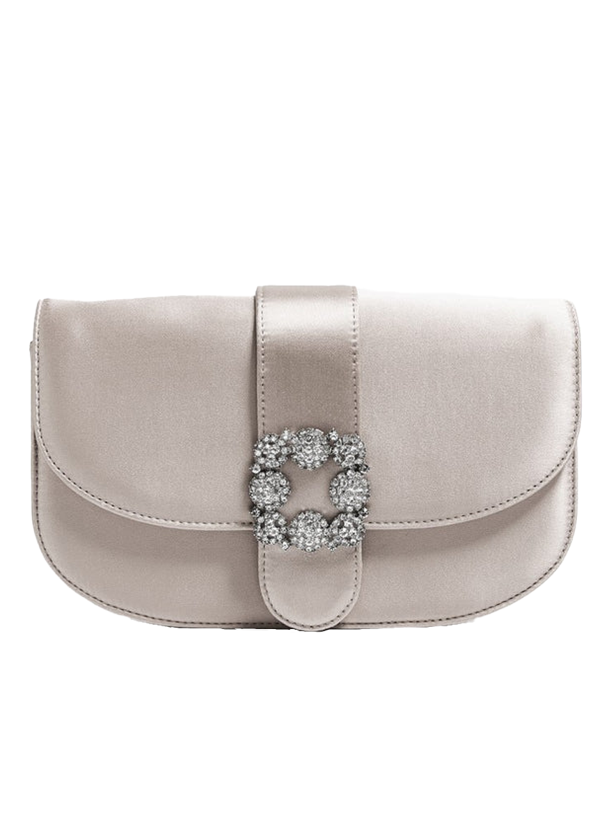 The Babe Satin Clutch with Crystal in Honey