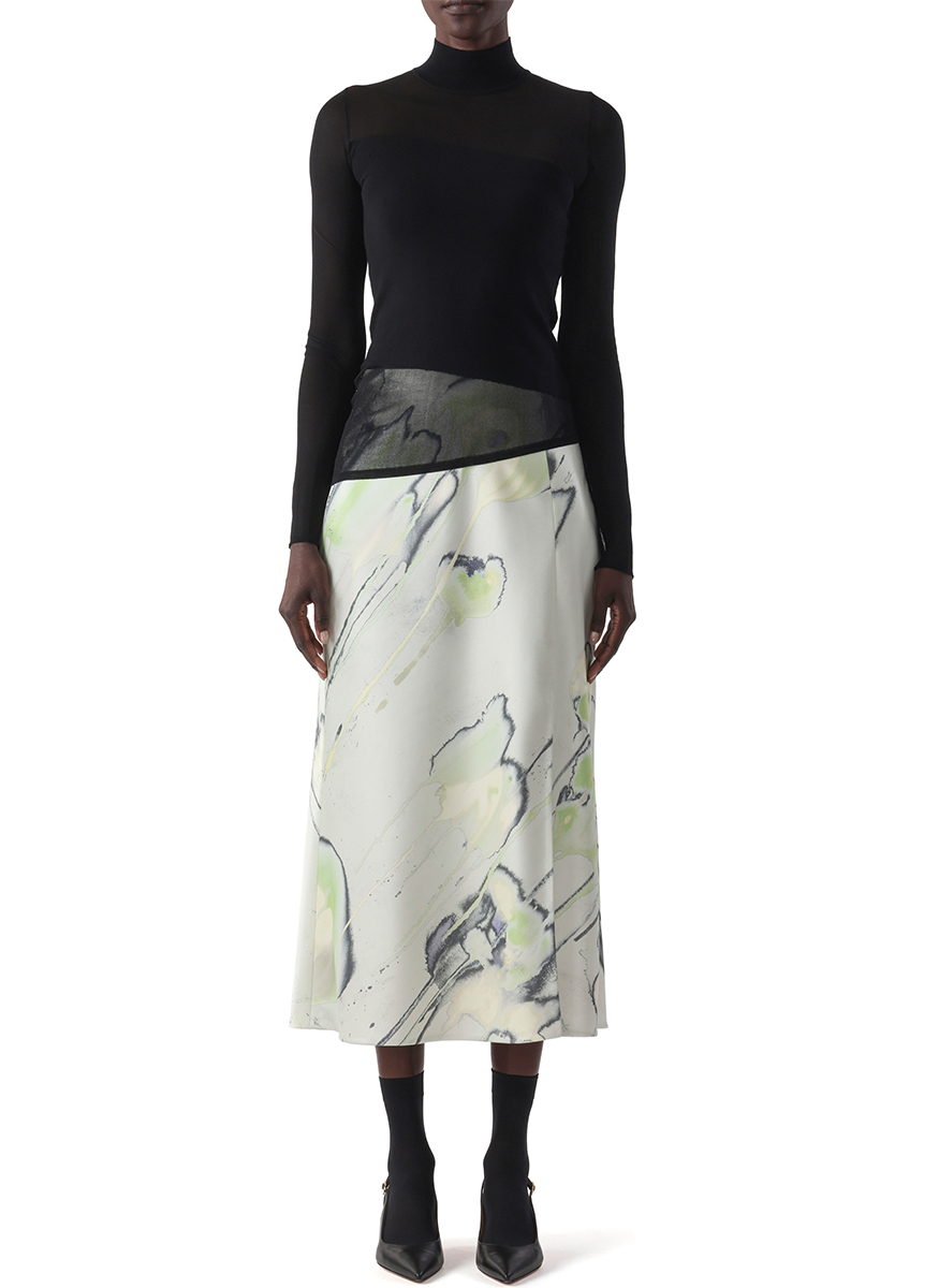 Sheer Combo Merino Knit Turtleneck