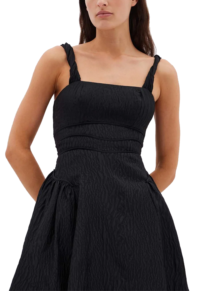 Sophy Strap Midi Dress in Black