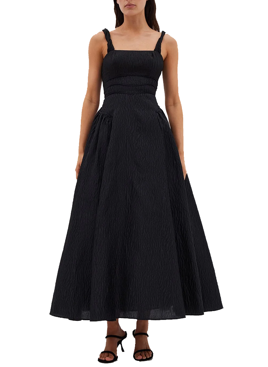 Sophy Strap Midi Dress in Black