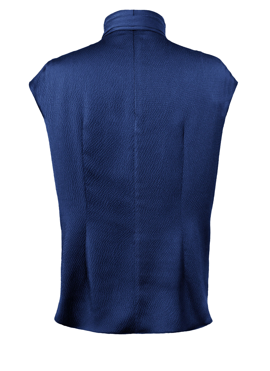 Ribbon Neck Blouse in Charmeuse Crinkle