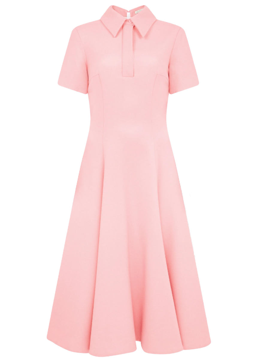 knee length dresses for ladies Feliciana Dress in Pink Sorbet Single Wool Crepe