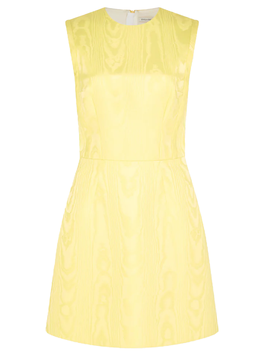 green emerald velvet dress Neelam Dress in Lemon Moire Mikado US4 / Lemon
