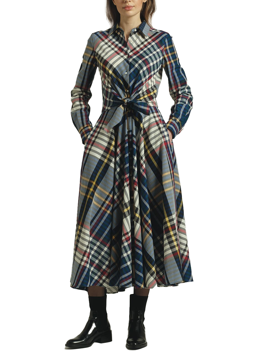 Draffa Plaid Midi Dress