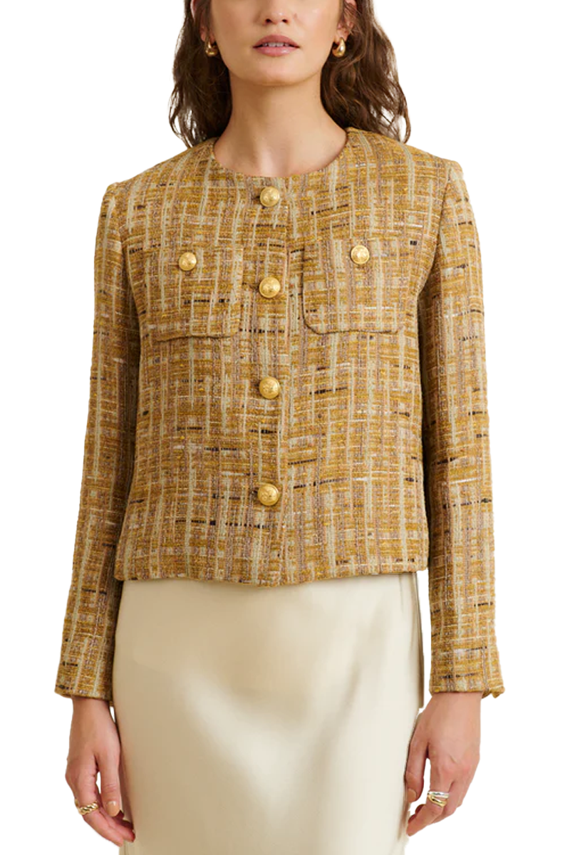 Celia Cropped Cotton Blend Tweed Jacket