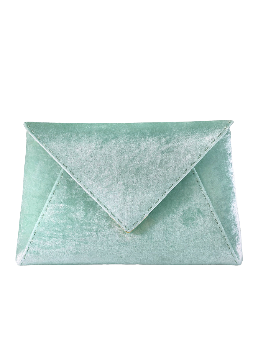 Lee Small Crushed Velvet Clutch in Pistachio