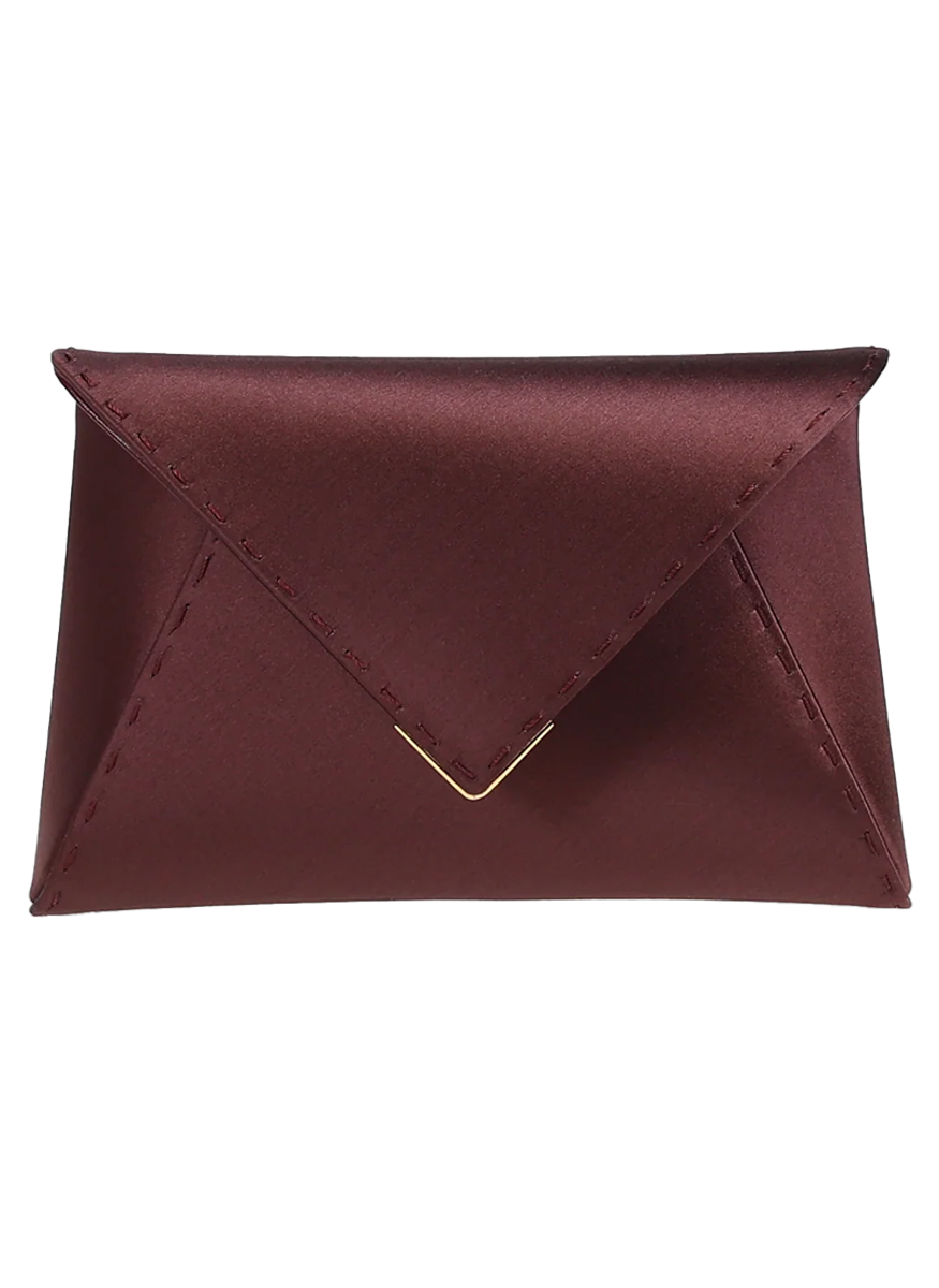 Lee Small Satin Clutch in Dark Chocolate