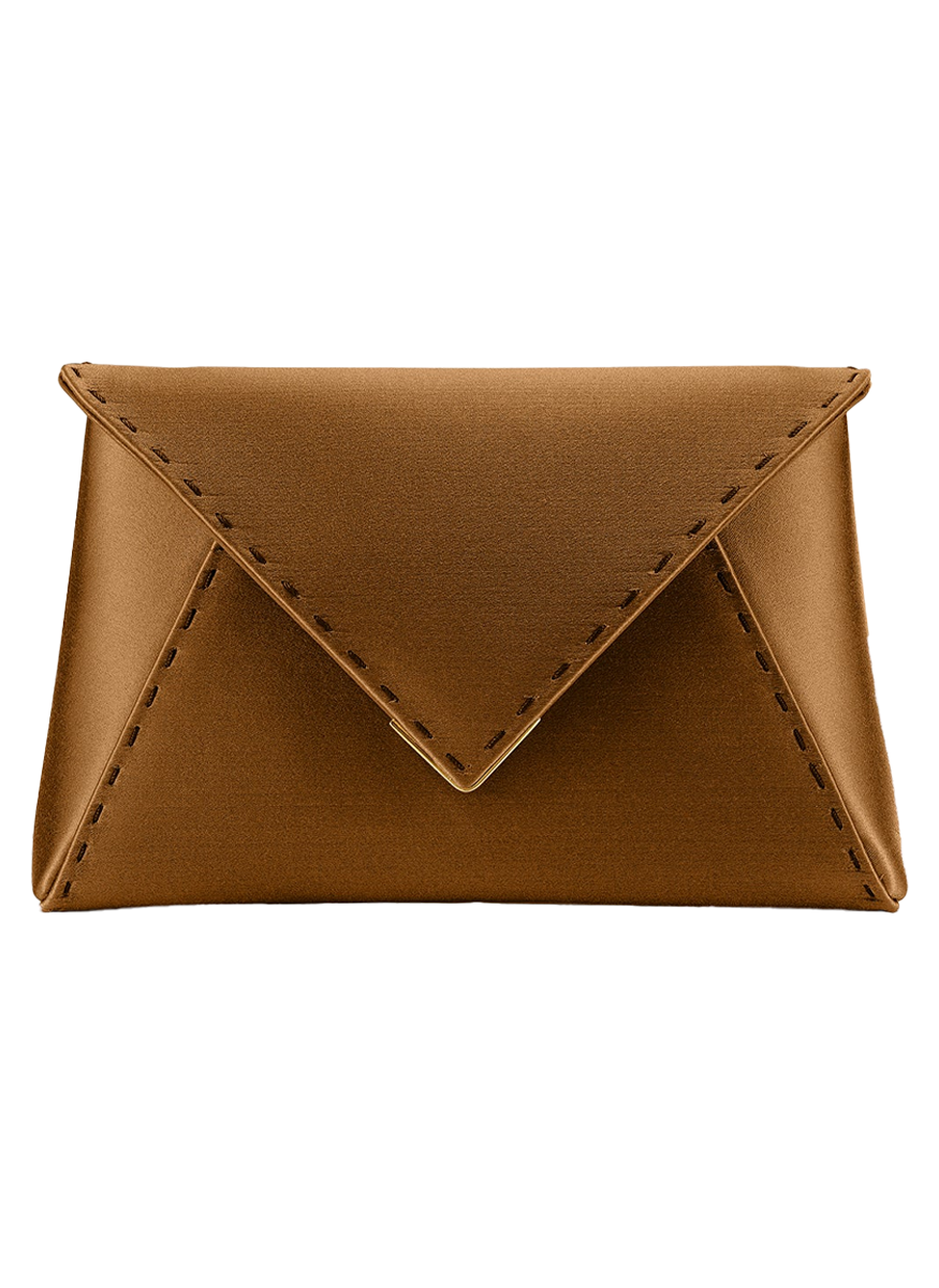Lee Small Satin Clutch in Mocha