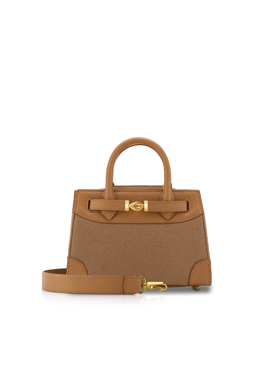 Winnie Mini Cashmere Handbag in Camel