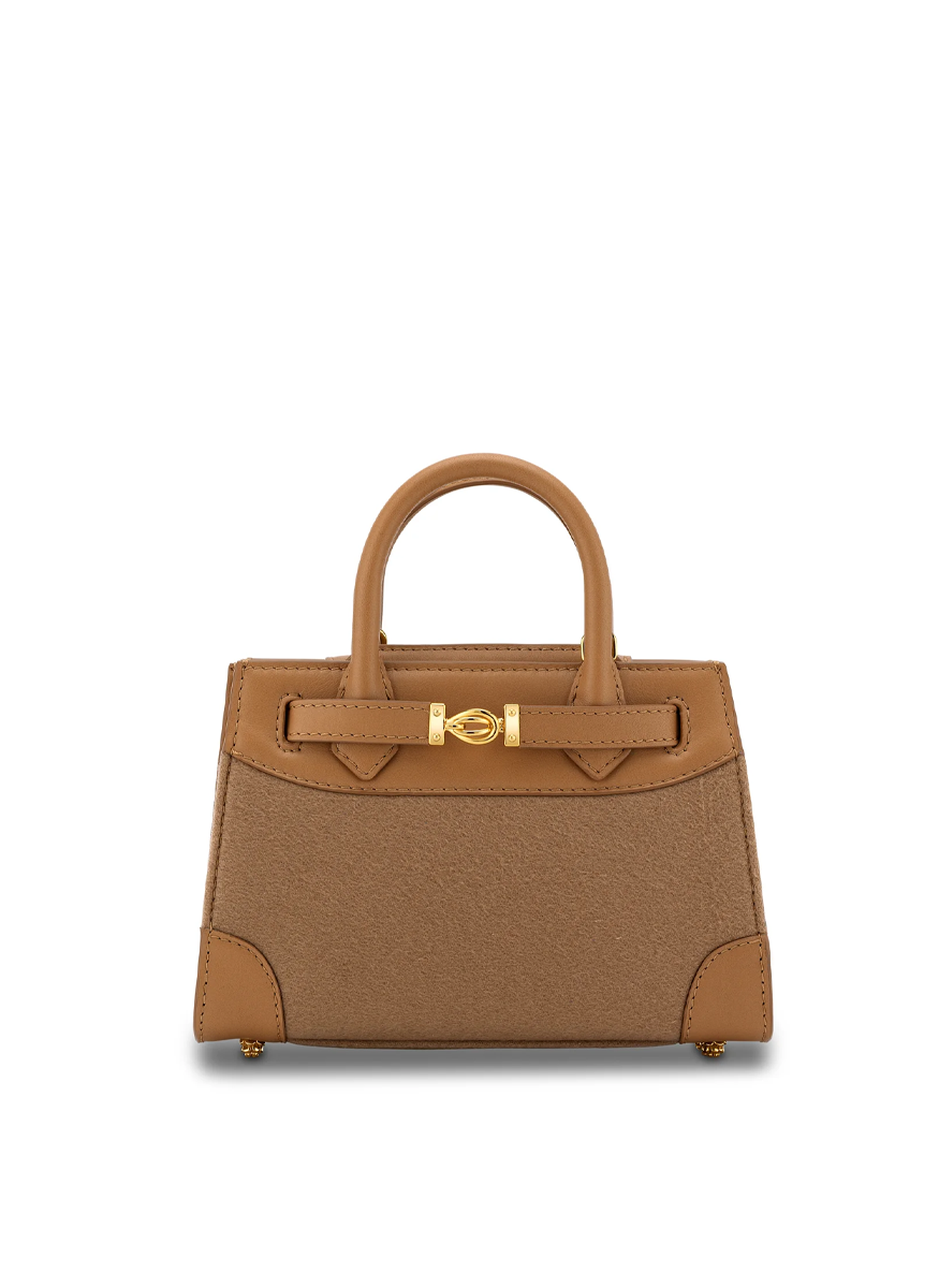Winnie Mini Cashmere Handbag in Camel