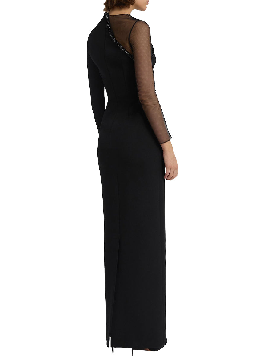 Domina Embroidered Gown in Black Tulle and Heavy Crepe - Safiyaa