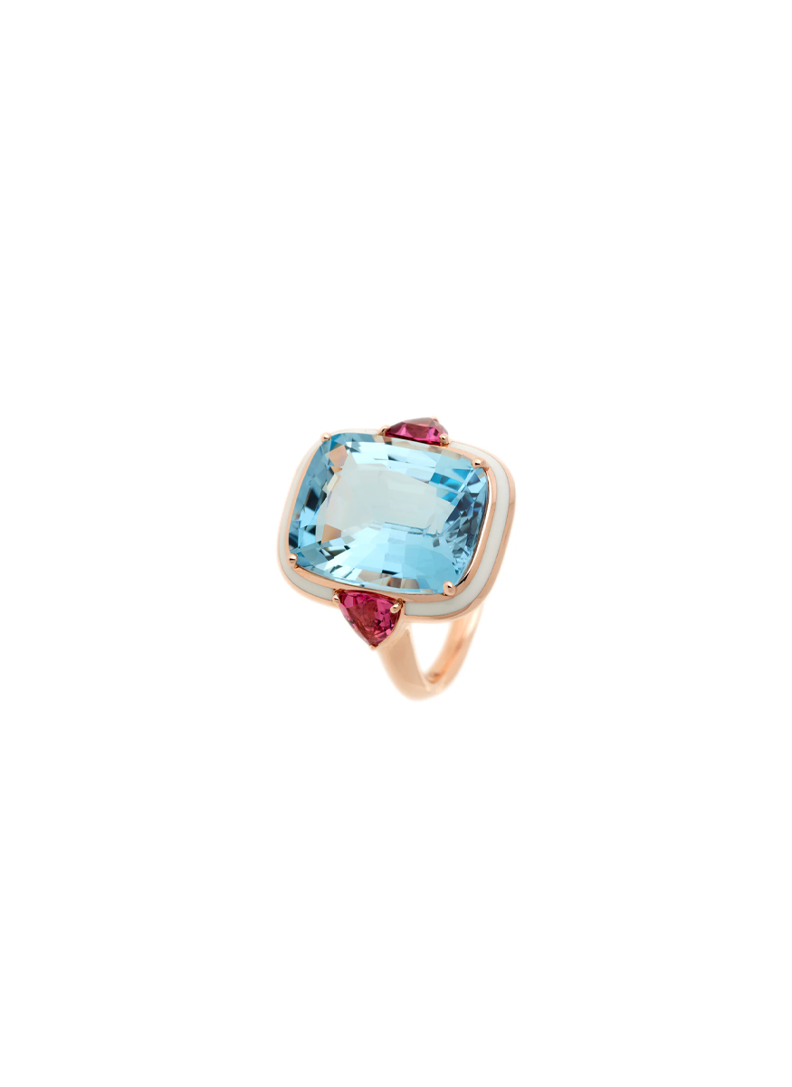 Gemma Aquamarine Ring, Ivory