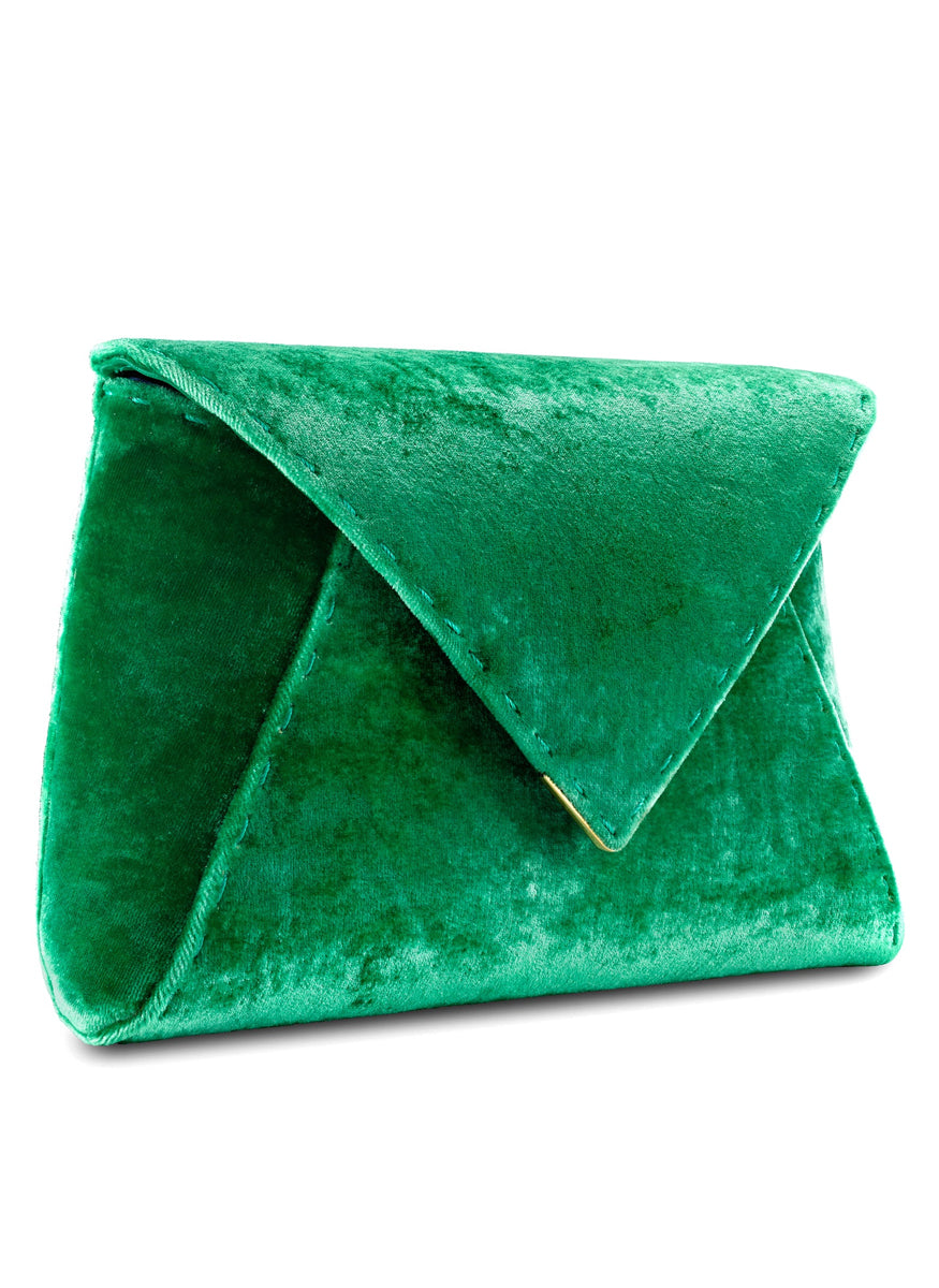Lee Small ‘Pouchet' in Shamrock Crushed Velvet with Chain