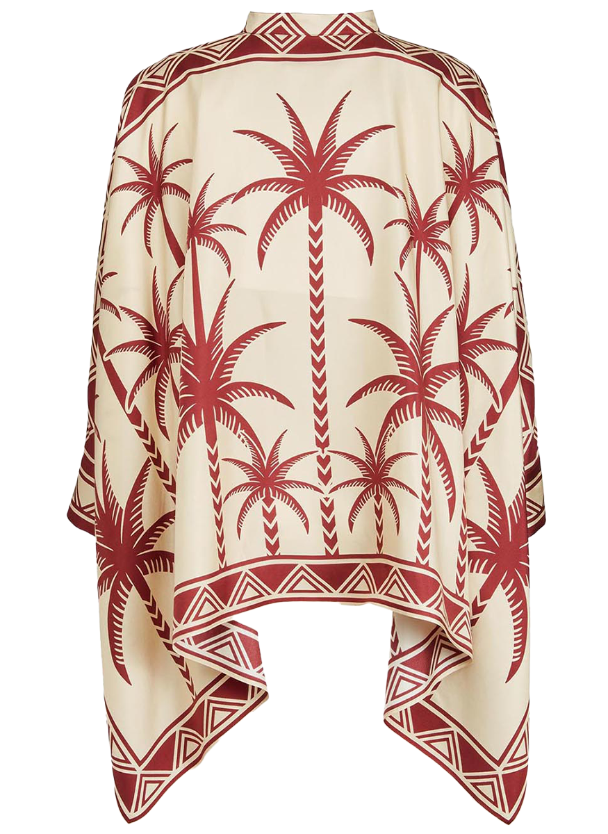 Foulard Shirt Date Palms Placée Ivory in Silk Twill