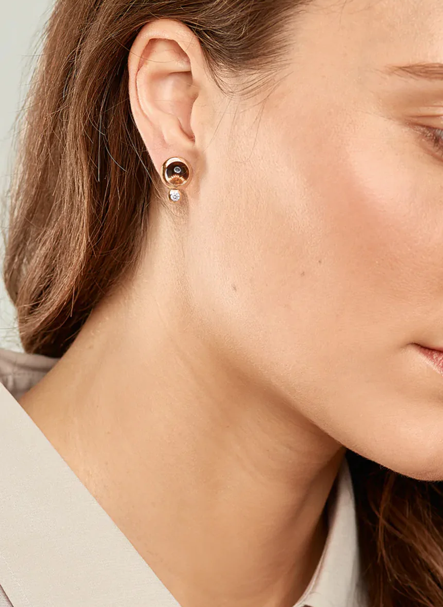 Bouton Studs, Smoky Quartz