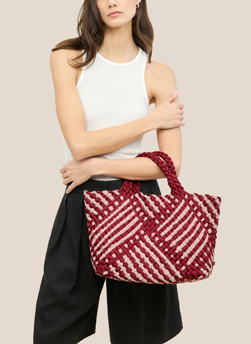 St. Barths Medium Tote in Double Weave Lychee - Naghedi