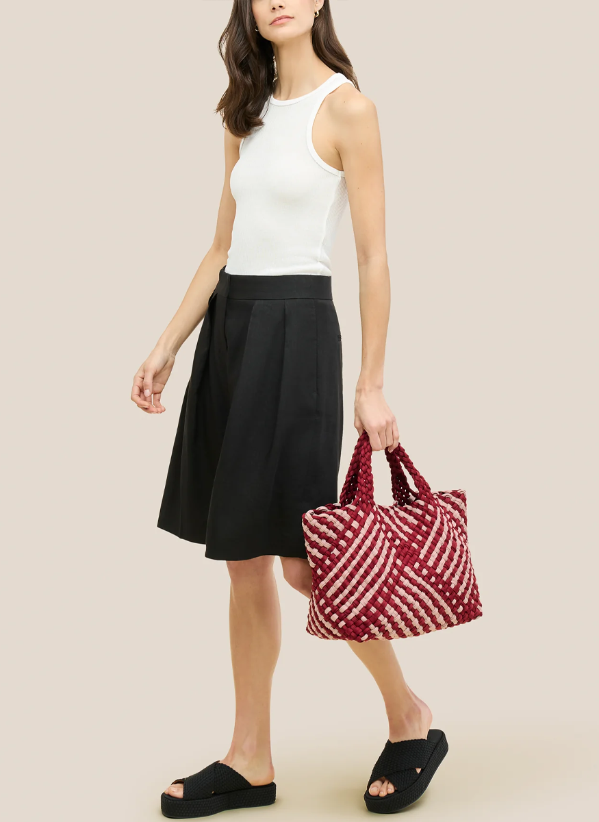 St. Barths Medium Tote in Double Weave Lychee - Naghedi