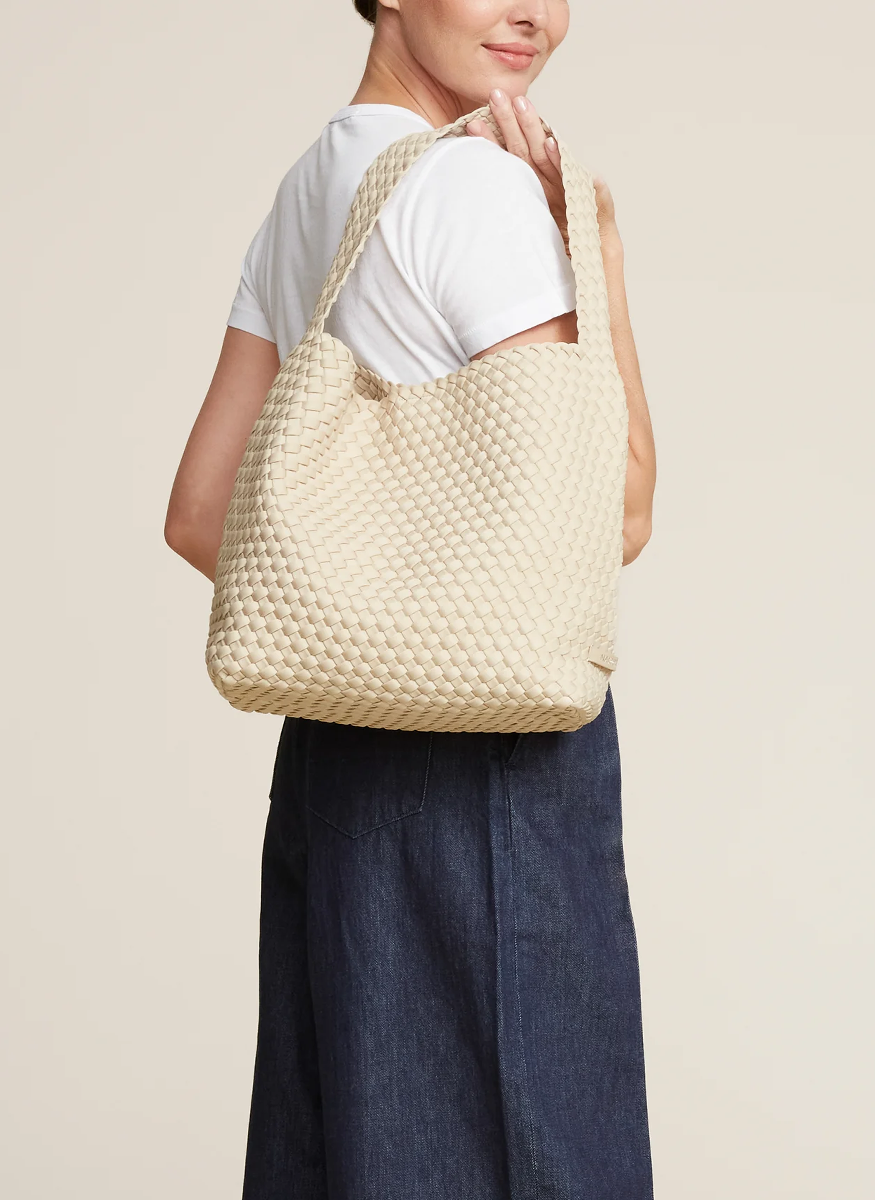 Nomad Medium Hobo Bag in Ecru - Naghedi